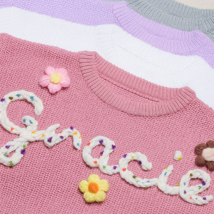 Personalized Hand embroidered Name Baby Sweater