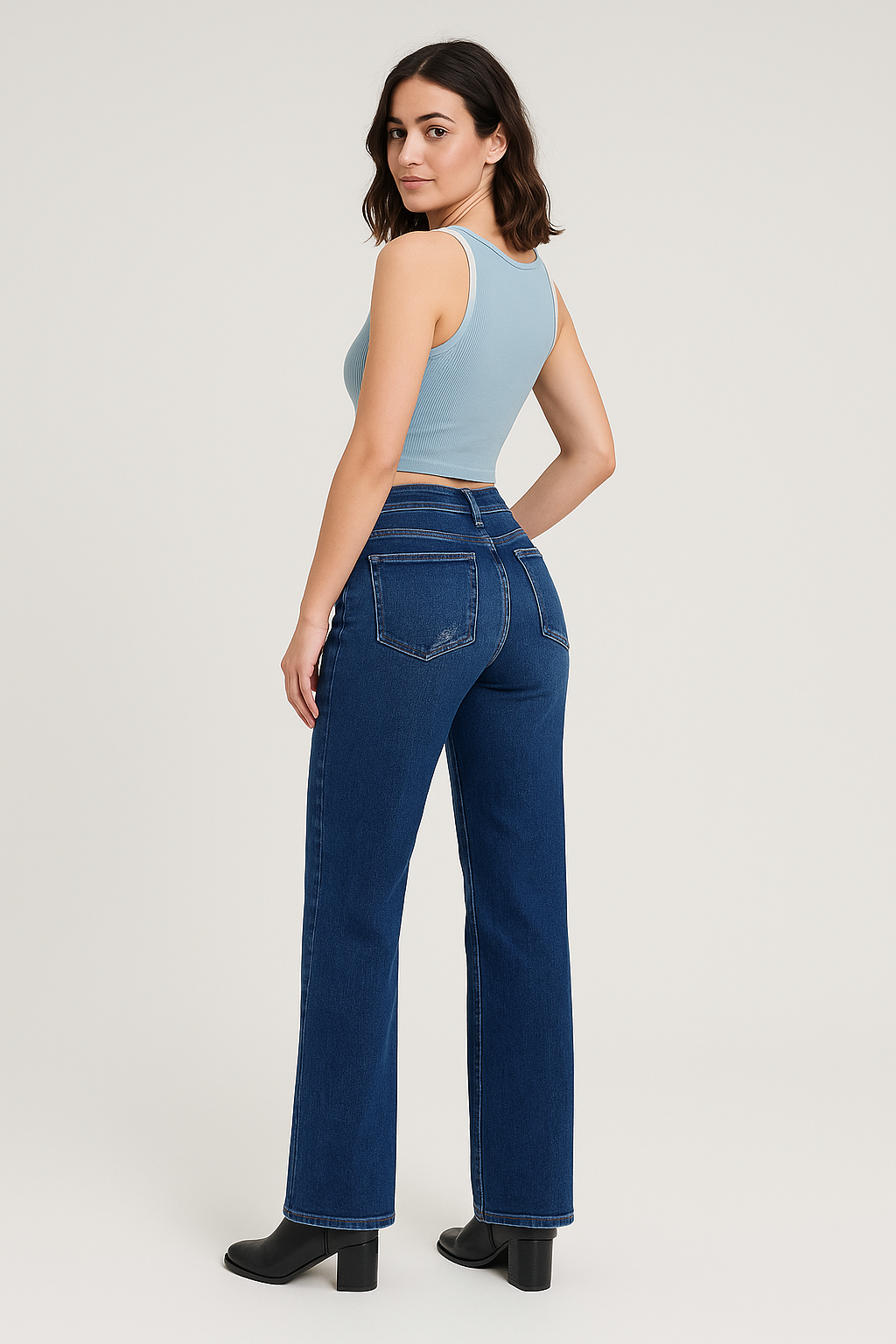 Minimalist High Waist Denim Stretch Jeans