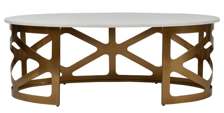 Brantley Premium Geometric Marble & Bronze Coffee Table