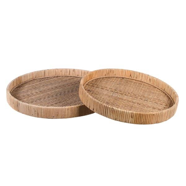 Bree Set of 2 Natural Rattan Round Trays