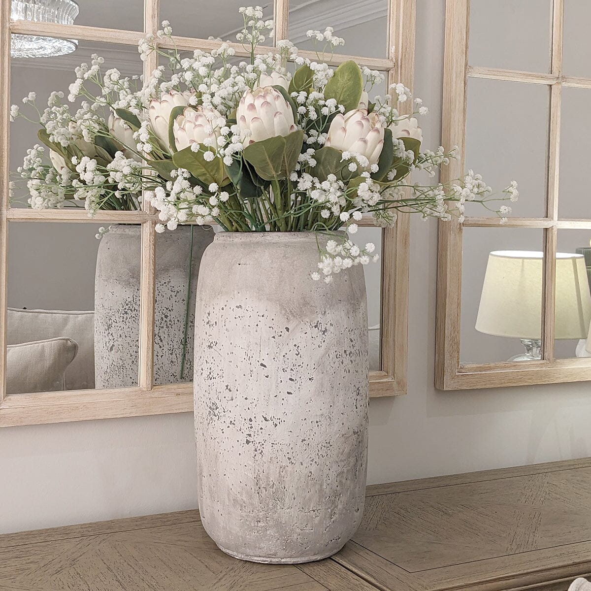 Buxton Neutral Distressed Tall Stone Vase