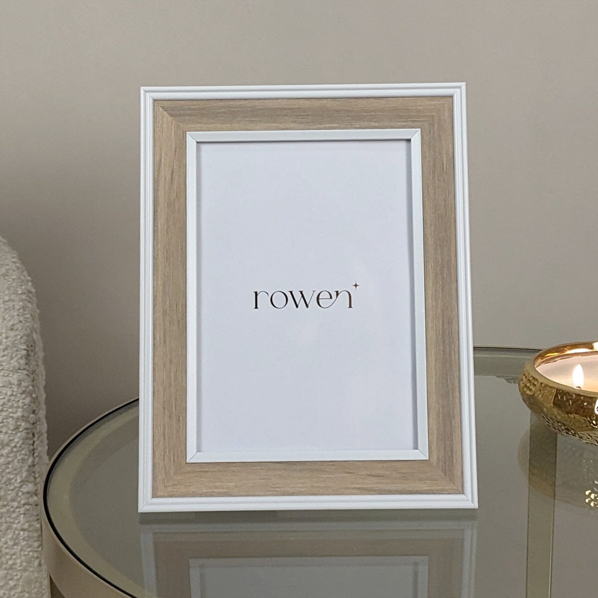Calista Natural Wooden & White Photo Frame - 5x7"