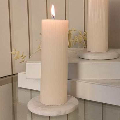 Catalina Cream Ribbed Pillar Candle