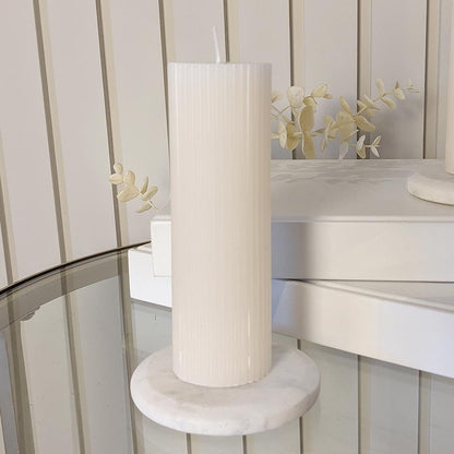 Catalina Cream Ribbed Pillar Candle