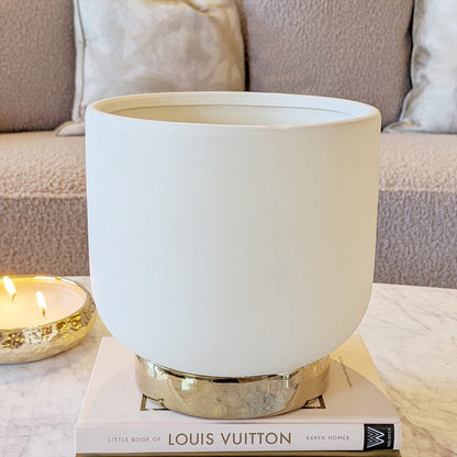 Cinzia Large Ceramic White & Gold Planter