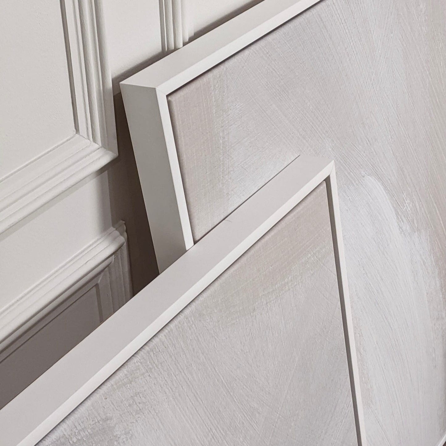 In Stock - Aurelie Neutral Abstract Canvas Wall Art - 80 x 80cm - White Frame