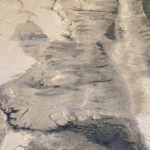 In Stock - Glacial Cream & Grey Marble Wash Velvet Rug - 200 x 290cm