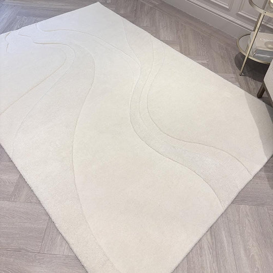 In Stock - Soreya Cream Wool Abstract Patterned Rug - 120X170cm