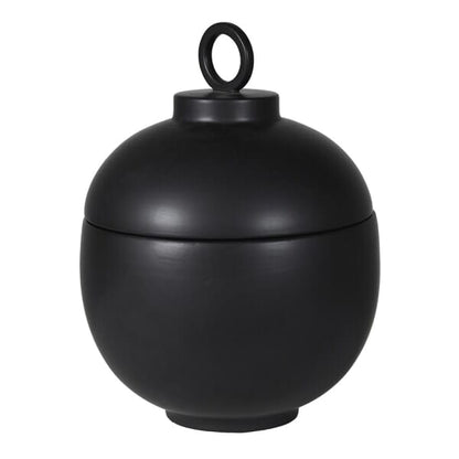 Colton Large Black Ceramic Lidded Decorative Jar