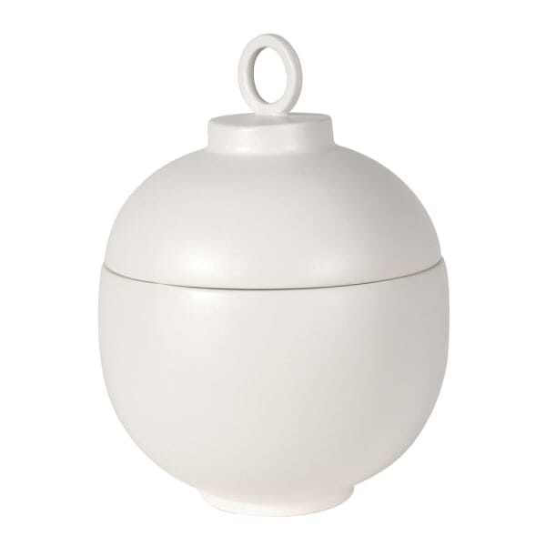Colton Large Cream Ceramic Lidded Decorative Jar