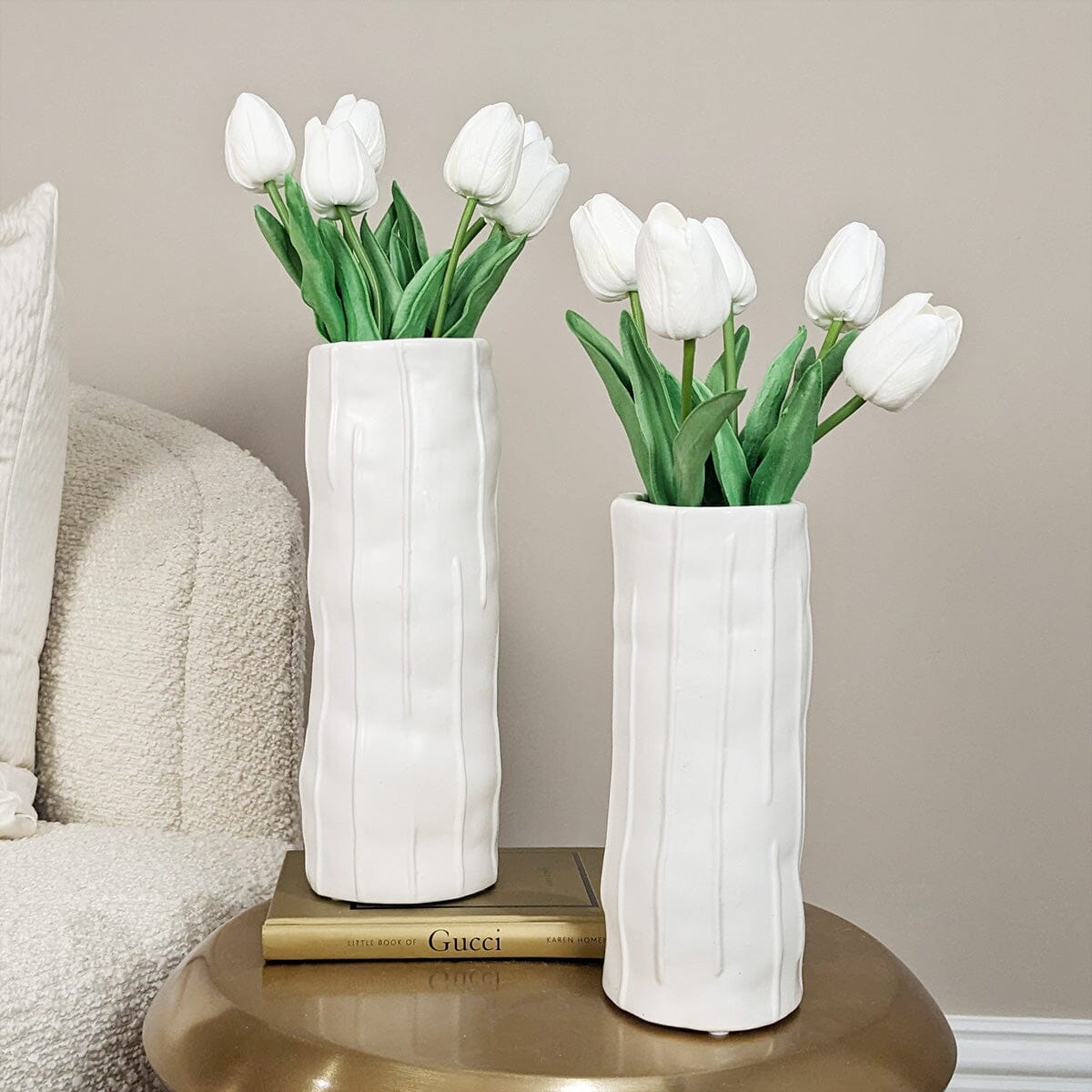 Corazi Petite White Textured Abstract Vase