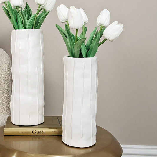 Corazi Petite White Textured Abstract Vase