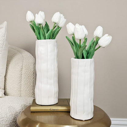 Corazi White Textured Abstract Vase