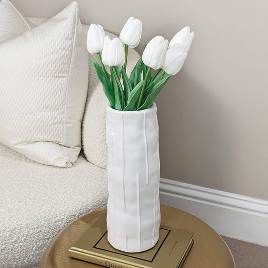 Corazi White Textured Abstract Vase