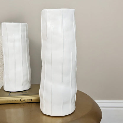 Corazi White Textured Abstract Vase