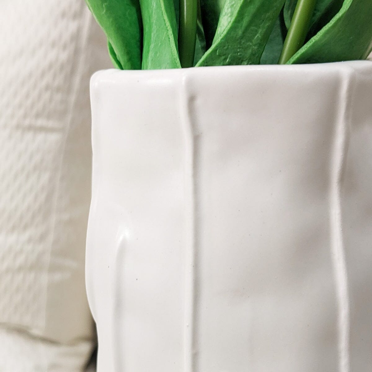Corazi White Textured Abstract Vase