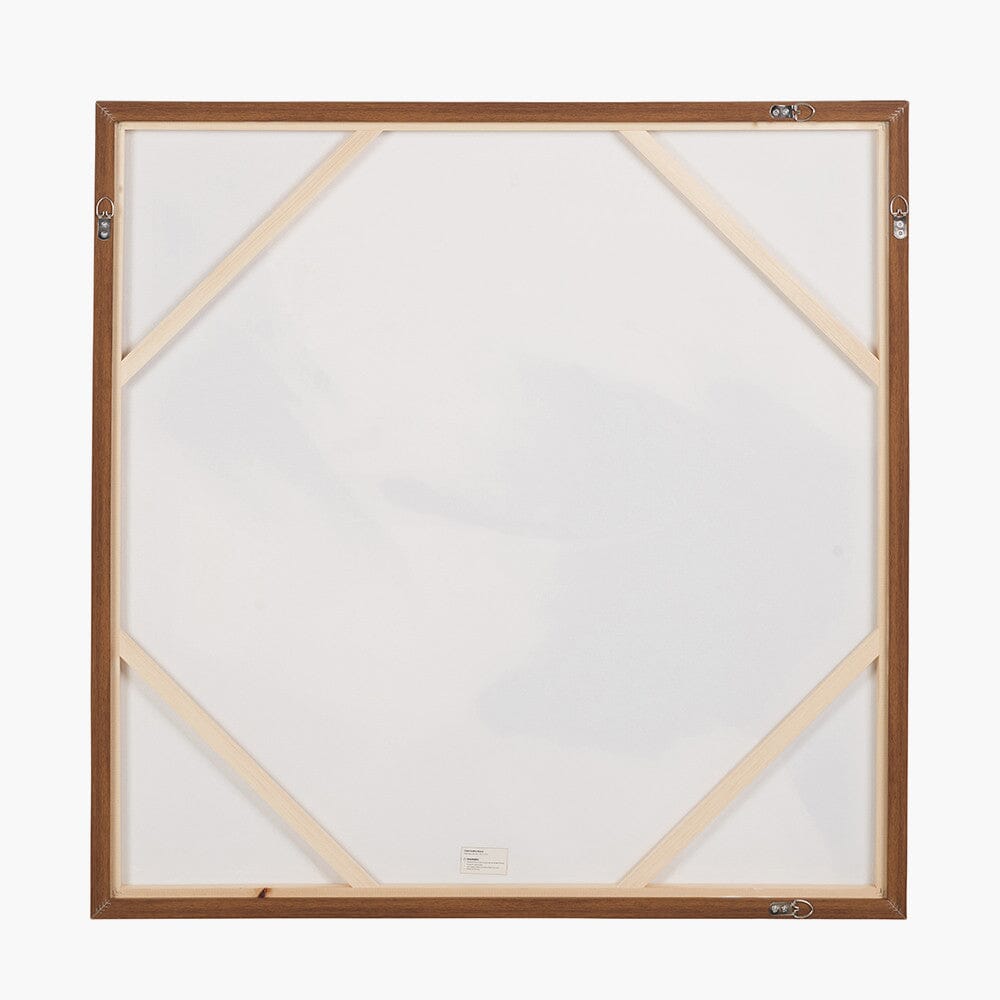 Cosima Monochrome Abstract Square Canvas Wall Art with Oak Effect Frame