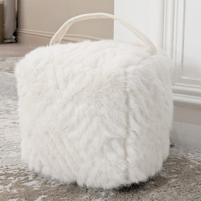Cream Faux Fur Geometric Door Stop