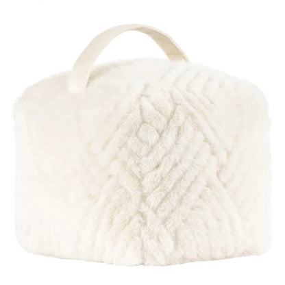 Cream Faux Fur Geometric Door Stop
