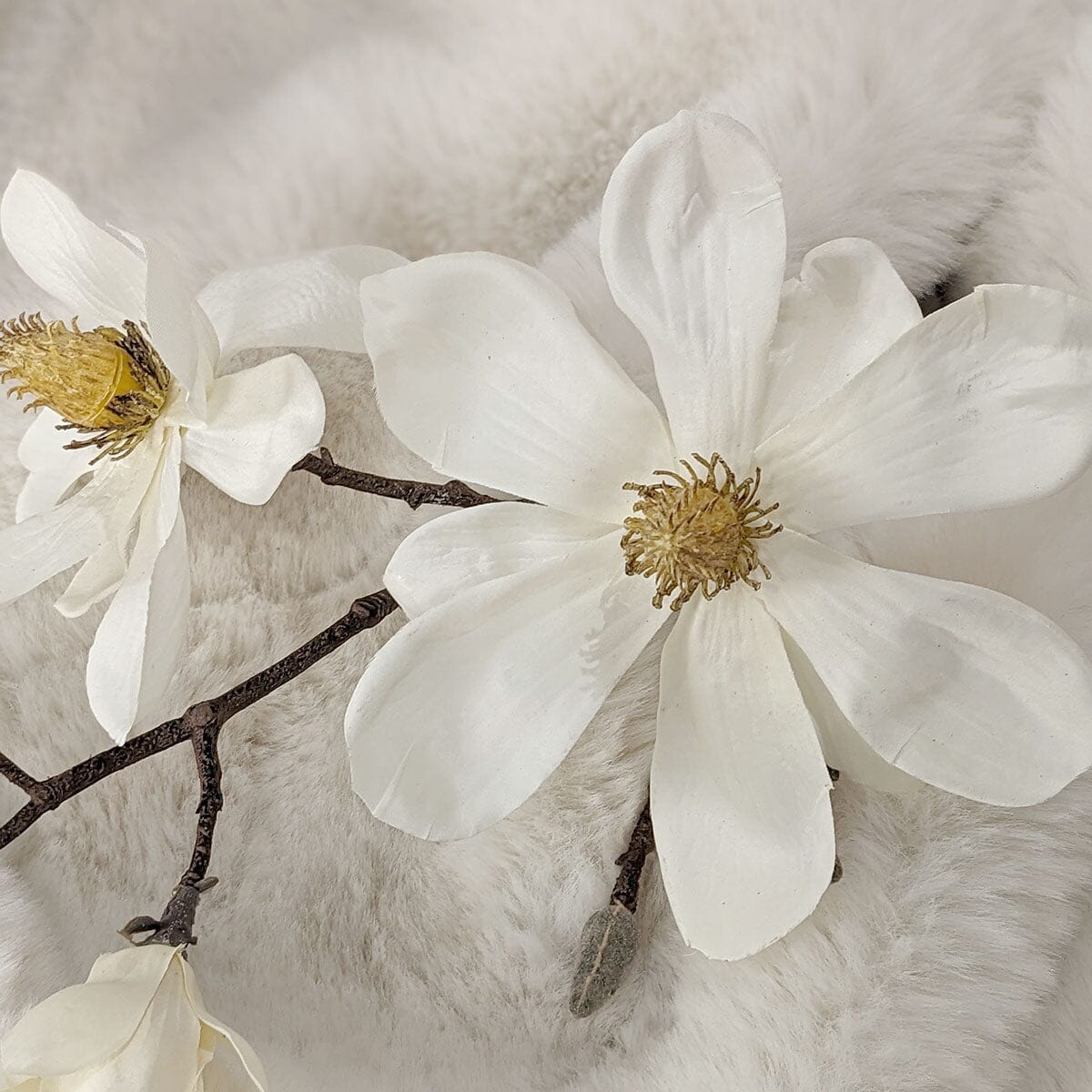 Cream Faux Magnolia Branch Single Stem Floral