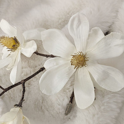 Cream Faux Magnolia Branch Single Stem Floral