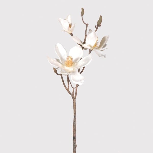 Cream Faux Magnolia Branch Single Stem Floral