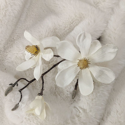 Cream Faux Magnolia Branch Single Stem Floral