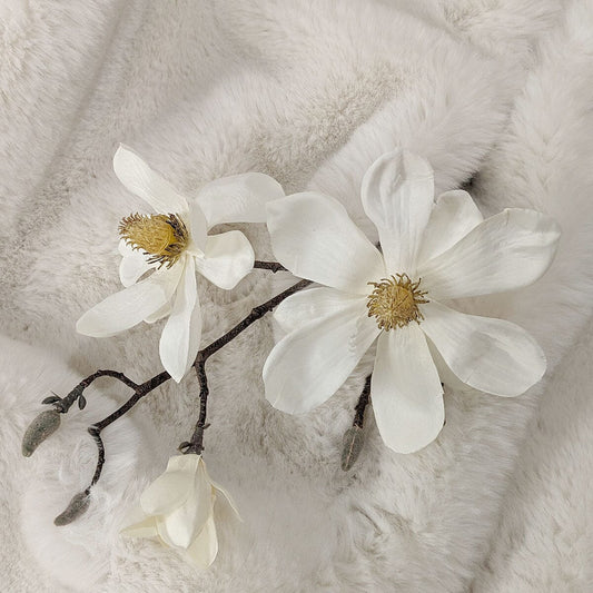 Cream Faux Magnolia Branch Single Stem Floral