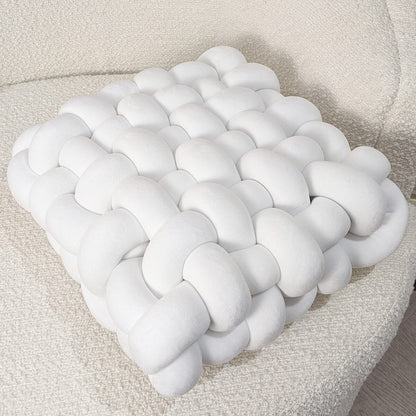 Cream Looped Weaved Effect Decorative Cushion