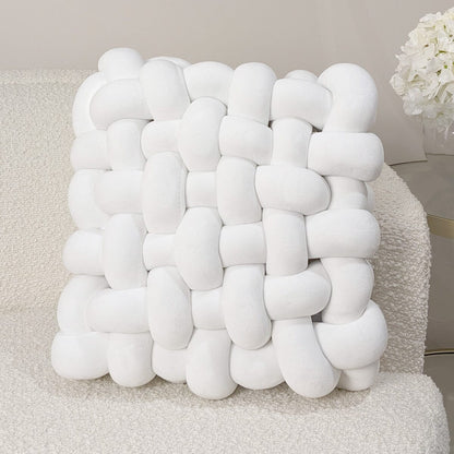 Cream Looped Weaved Effect Decorative Cushion