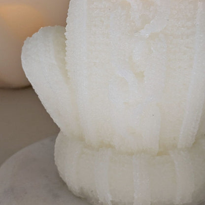 Cream Mini Knitted Mitten Decorative Candle