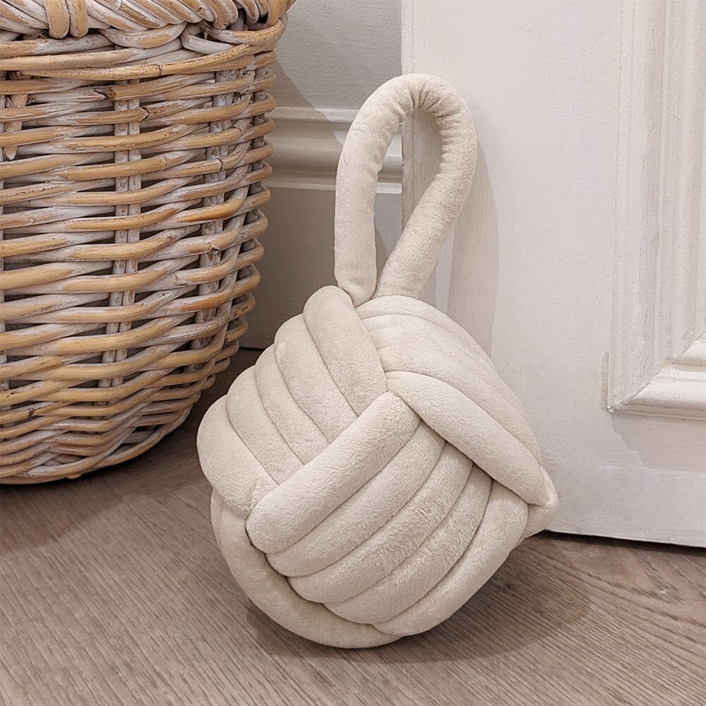 Cream Velvet Knot Door Stop