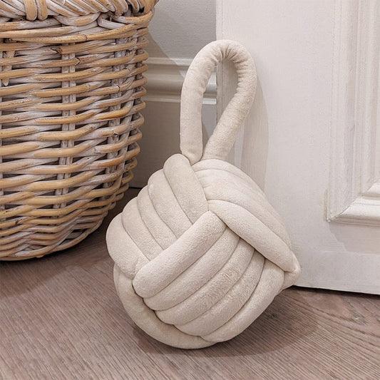 Cream Velvet Knot Door Stop