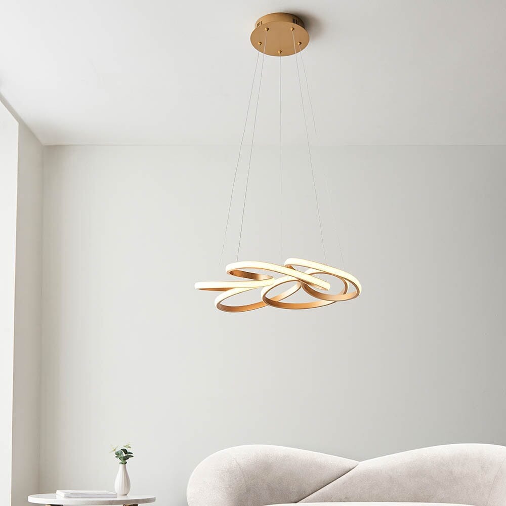 In Stock - Demure Gold Satin Spiral LED Pendant Ceiling Light