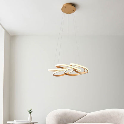 In Stock - Demure Gold Satin Spiral LED Pendant Ceiling Light