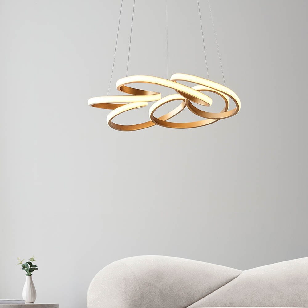 In Stock - Demure Gold Satin Spiral LED Pendant Ceiling Light