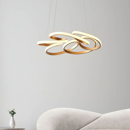 In Stock - Demure Gold Satin Spiral LED Pendant Ceiling Light