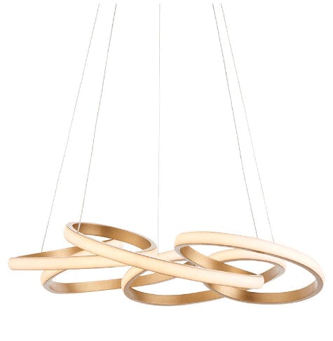 In Stock - Demure Gold Satin Spiral LED Pendant Ceiling Light