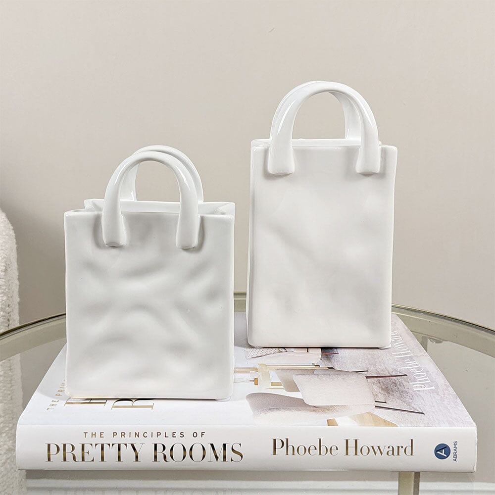 Elise Mini White Handbag Decorative Vase