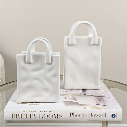 Elise Mini White Handbag Decorative Vase