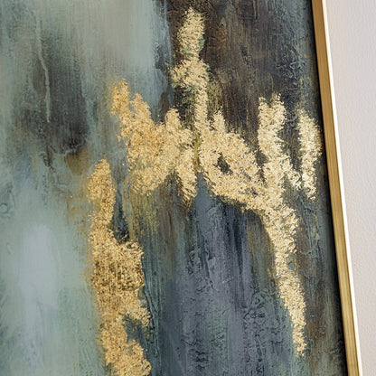 Estela Metallic Gold Abstract Glass Print Wall Art