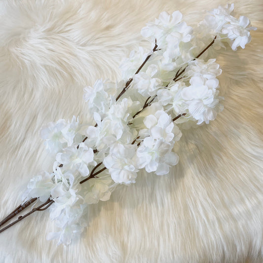 Faux White Cherry Blossom Single Stem Floral