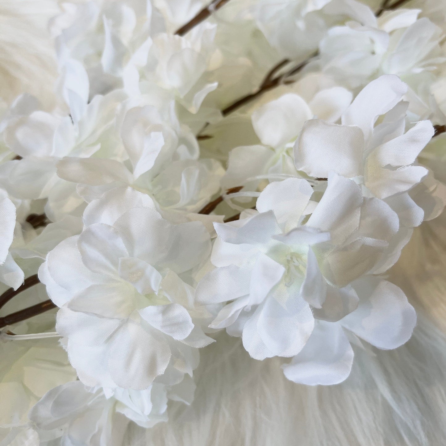 Faux White Cherry Blossom Single Stem Floral