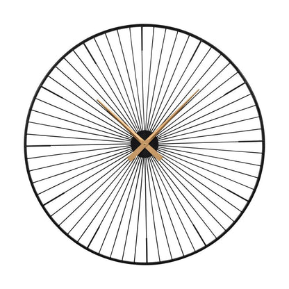 Fern Black & Gold Metal Wall Clock