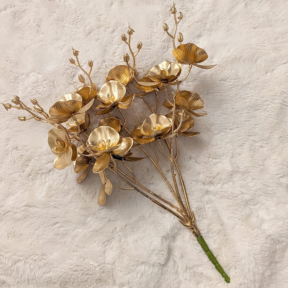 Gold Faux Orchid Single Stem Floral