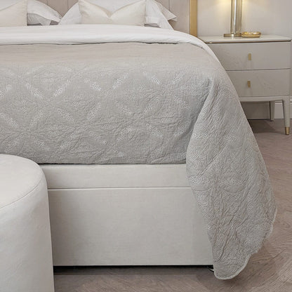 Grace Taupe Stitched Patterned Bedspread