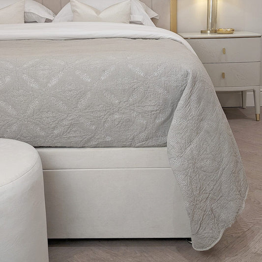Grace Taupe Stitched Patterned Bedspread