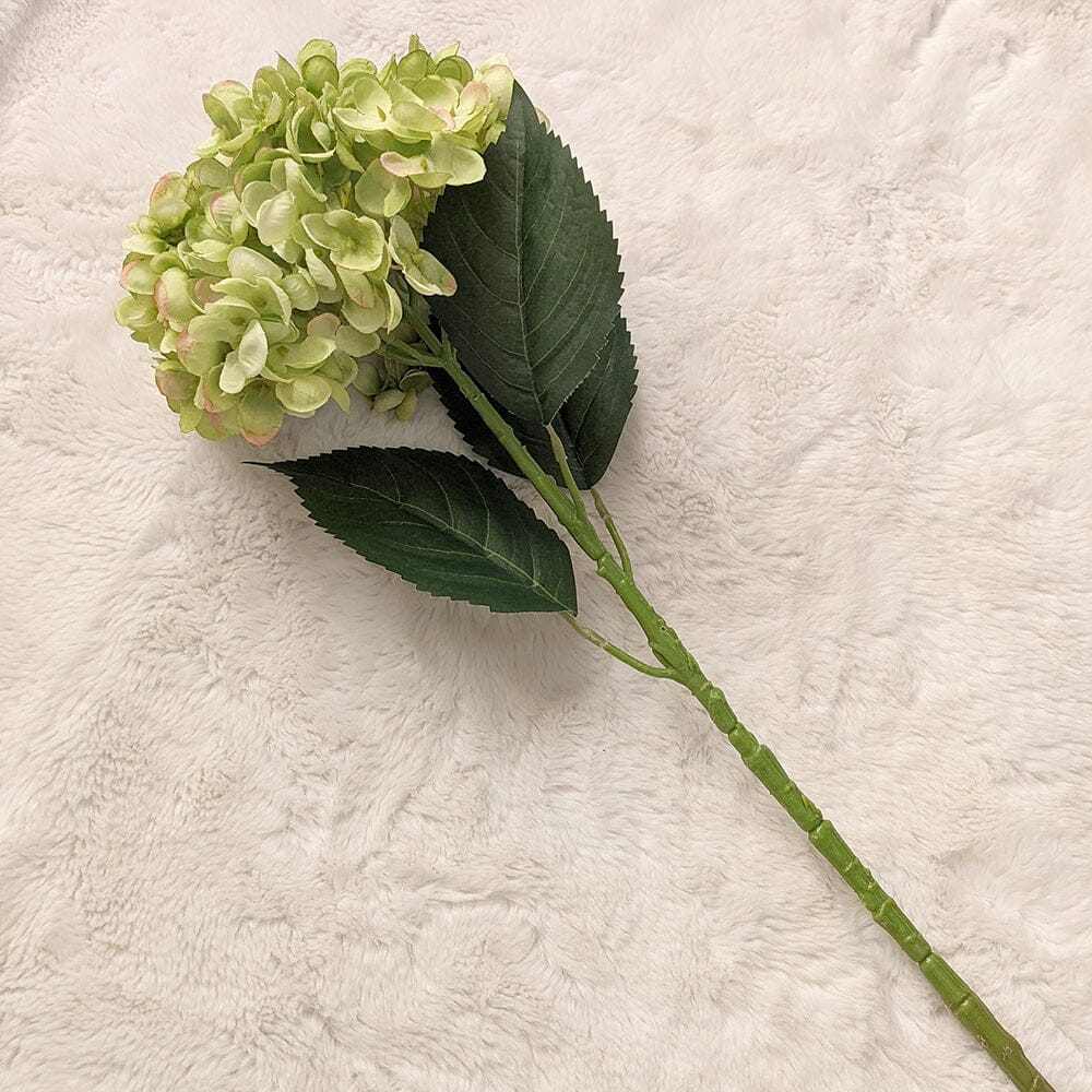 Green Faux Hydrangea Single Stem Flower