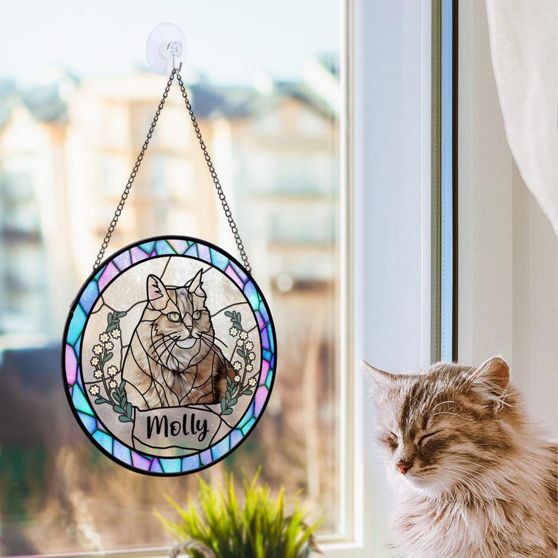 Custom Pet Portrait Stained Glass Suncatcher