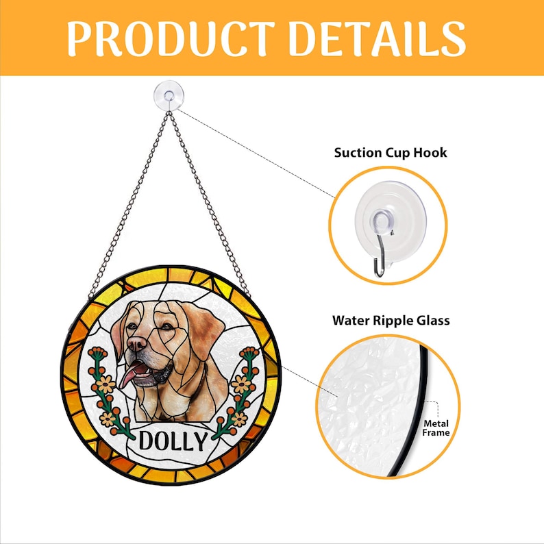 Custom Pet Portrait Stained Glass Suncatcher